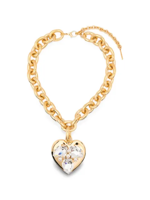 Alessandra Rich crystal-embellished heart-pendant necklace Gold FABA3375J0024