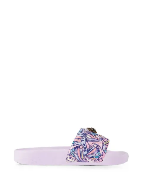 Kurt Geiger London Meena Eagle quilted butterfly-print slides Purple 74002