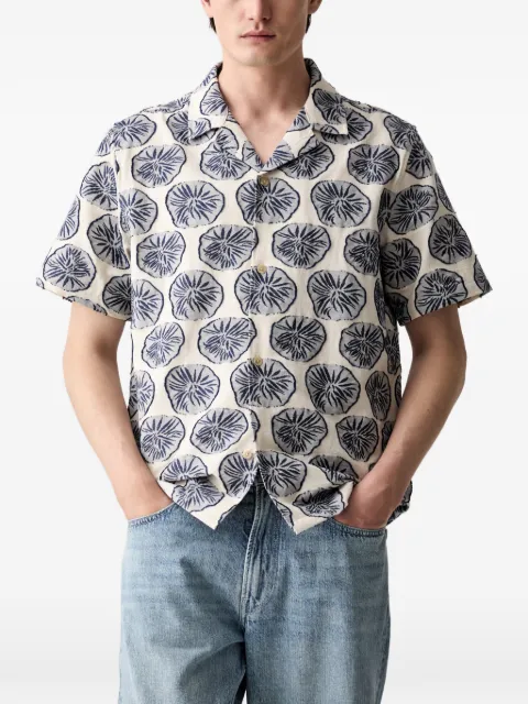 Les Deux Dahlia floral-pattern short-sleeved shirt Neutrals 1001943