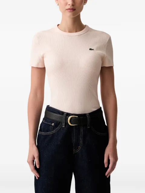Lacoste ribbed logo-patch T-shirt Pink TF5538