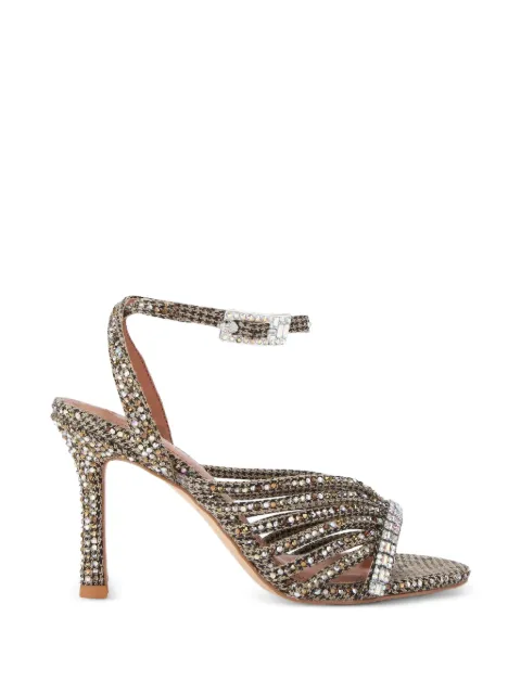 Kurt Geiger London crystal-embellished houndstooth sandals Brown 5853843609