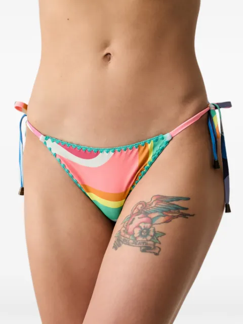 Kurt Geiger London wave-print side-tie bikini bottoms Pink KGL4WBT05