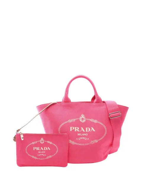 Prada Pre-Owned 2013-2026 Canvas Canapa Logo satchel Pink RXJL8UDONAVGUVDD