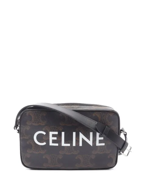 Celine Pre-Owned 2010-2026 Medium Triomphe Coated Canvas Messenger Bag crossbody bag Black ARQNBCJ2BGFPI53Y