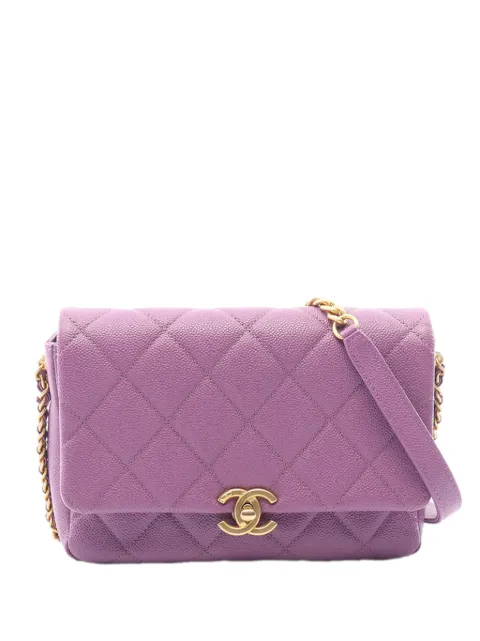 CHANEL Pre-Owned 2021-2026 Small Quilted Caviar Chain Melody Flap crossbody bag Purple 77S0NKXS1R258F1H