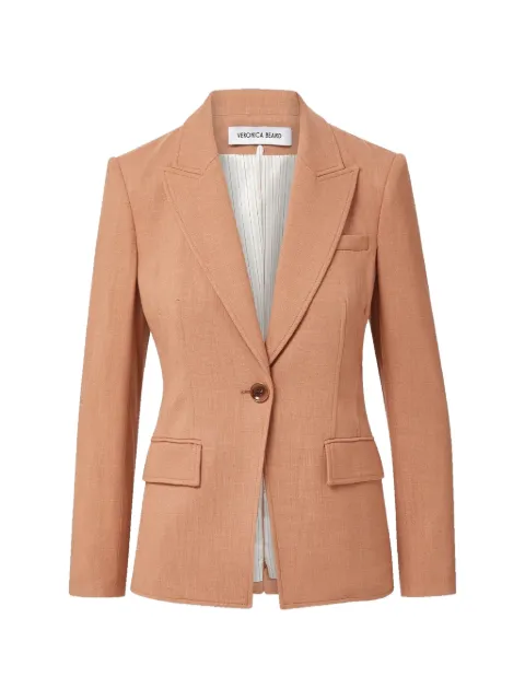 Veronica Beard single-breasted linen-texture blazer Orange 2606SU01811909