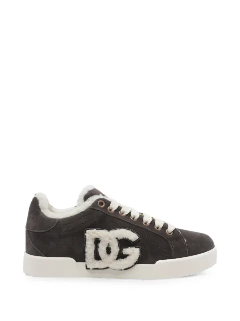 Dolce & Gabbana DG logo shearling-trim sneakers Grey CK2374AJ2228L832