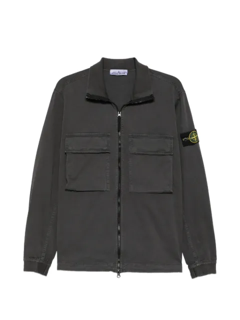 Stone Island logo-patch zip-up shirt jacket Grey L2S151200024S00L1