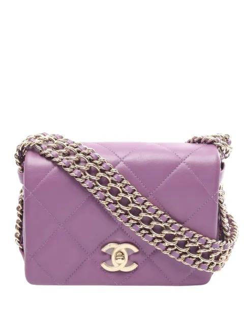CHANEL Pre-Owned 2021-2026 Mini Lambskin Triple Chain Full Flap shoulder bag Purple VDAY69HSLU5P5WUA