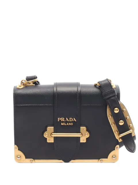 Prada Pre-Owned 2010-2026 Saffiano Trimmed City Calf Cahier crossbody bag Black 9KOIIFOMD0EA51D6