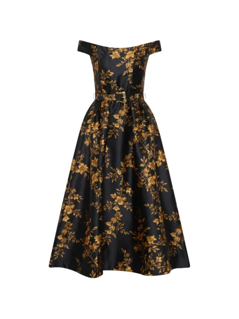 Rebecca Vallance Gilded floral midi dress Black 26031792