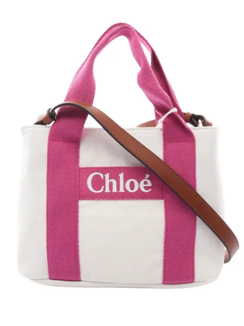 Chloé Pre-Owned 2010-2026 Small Canvas Kids Logo satchel White F7XOF0W7ZFAGFYDF