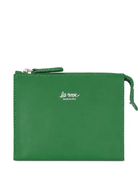 La-Rose logo-print leather make-up bag Green 50131