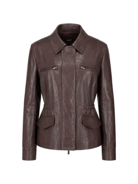 La-Rose zip-up leather jacket Brown 1808