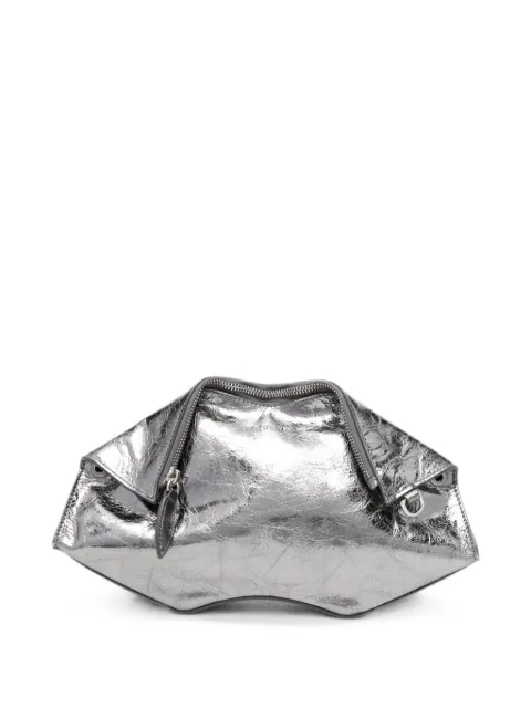 Alexander McQueen Manta metallic-leather clutch bag Silver 8613741HBBB