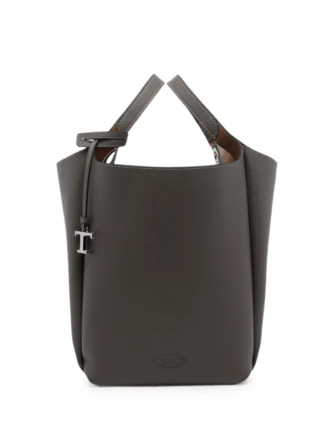 Tod's leather logo-charm bucket bag Grey XBWAPAK0200QRI