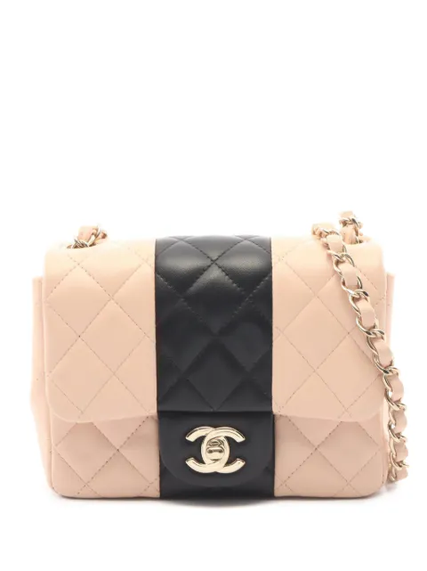 CHANEL Pre-Owned 2021-2026 Mini Square Classic Bicolor Lambskin Single Flap crossbody bag Pink ODMYRFWTVLH3JY87