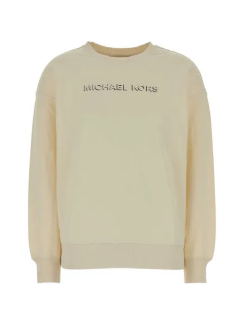 Michael Michael Kors logo embossed cotton sweater Neutrals MR651Z64MY