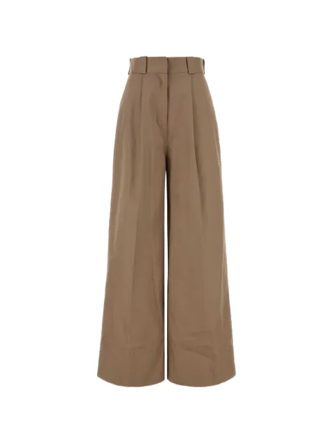 Balenciaga high-waist twill wide-leg trousers Brown 872311TKP07
