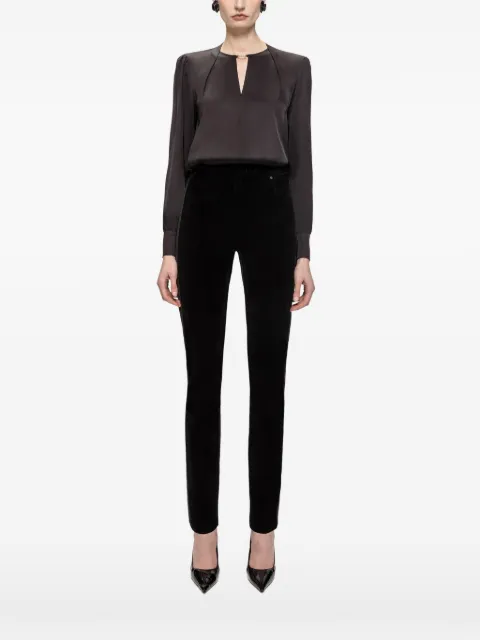 NISSA satin viscose V-neck top Black TOP16789BLACK