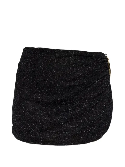 Oséree metallic-effect ruched mini skirt Black MPF268BLACK