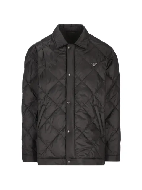 Prada quilted logo-plaque coat Black SGD258SOOO17YX