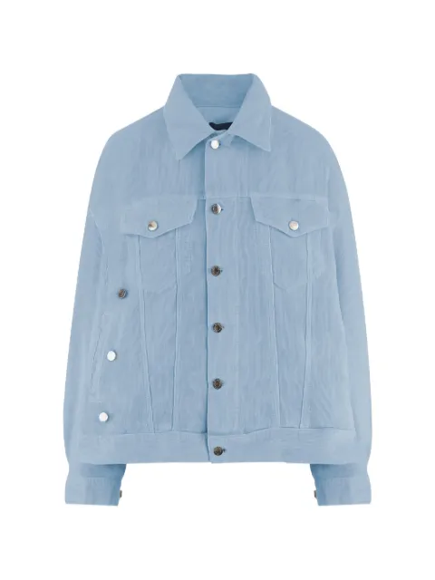 Haikure ribbed-knit button-up jacket Blue HEW09118GF184P