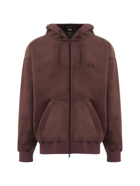 Y-3 x Adidas logo-print zip-up hoodie Red KT9786