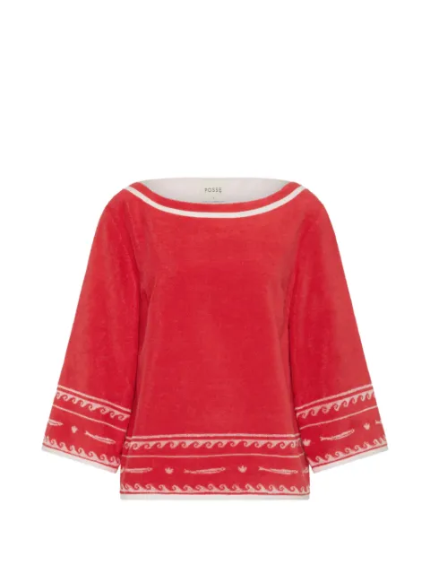 Posse Cody fish-print top Red PS2101RIF