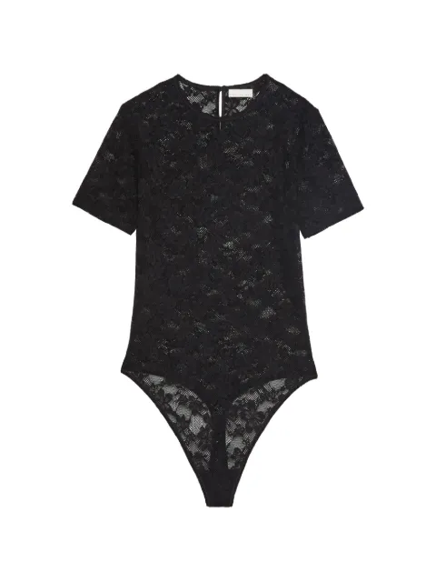 Fleur Du Mal lace-detail short-sleeve bodysuit Black BS0529100