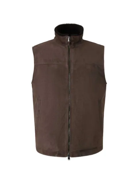 Canali shearling-lined suede gilet Brown O70510LE00298