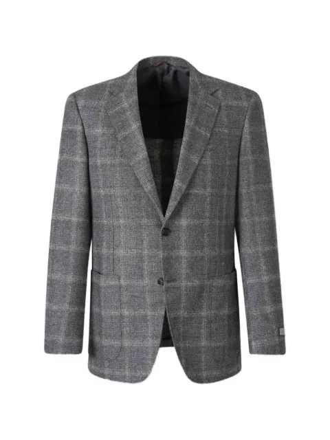 Canali check-pattern single-breasted blazer Grey 22288CF06208