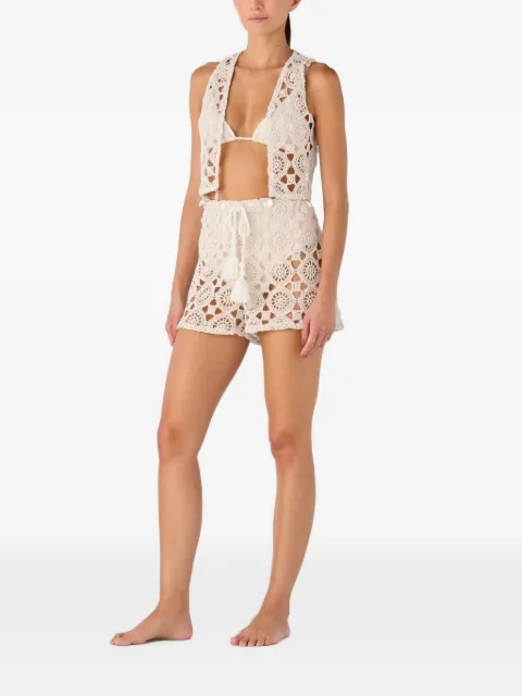 PALMACEA Irene crochet-knit shorts Neutrals 6204620000