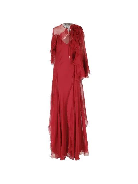 Alberta Ferretti maxi ruffled silk-chiffon dress Red AEF262UA04146615
