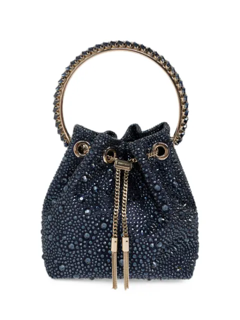 Jimmy Choo Bon Bon crystal-embellished bucket bag Blue BONBONMJS