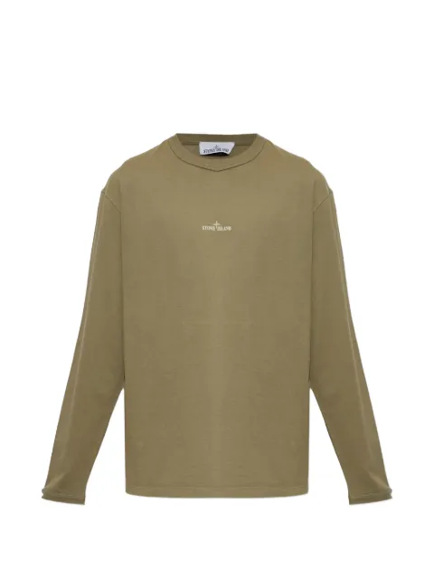 Stone Island logo-print long-sleeve T-shirt Green L2S152100029S0535