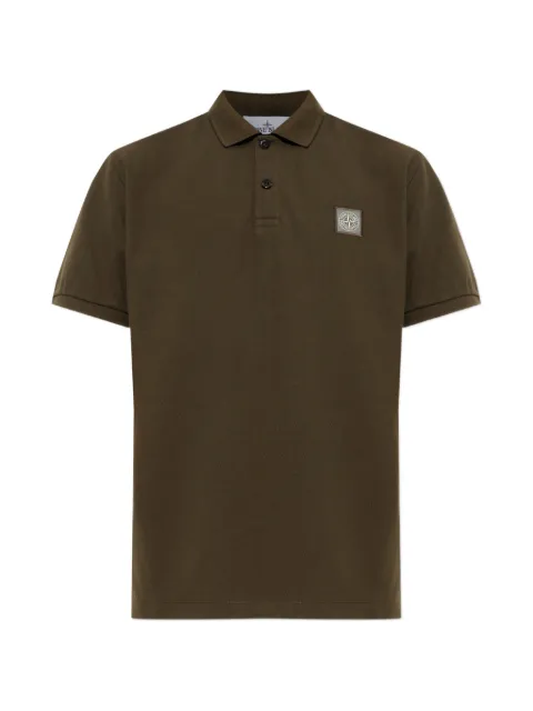 Stone Island logo-patch short-sleeve polo shirt Green L2S152200011S0039