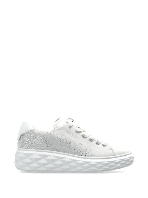 Jimmy Choo Diamond Light Maxi crystal-embellished leather sneakers White DIAMONDLIGHTMAXIFUGK