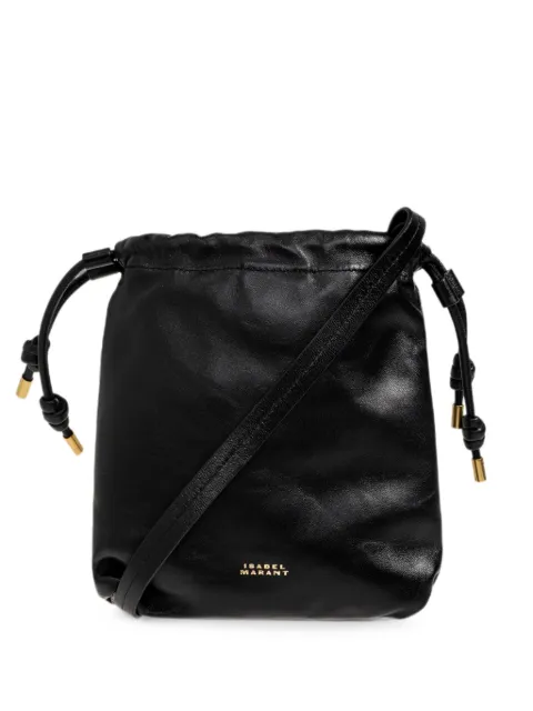 ISABEL MARANT mini Silven drawstring leather bucket bag Black BF0133FAC3C05M