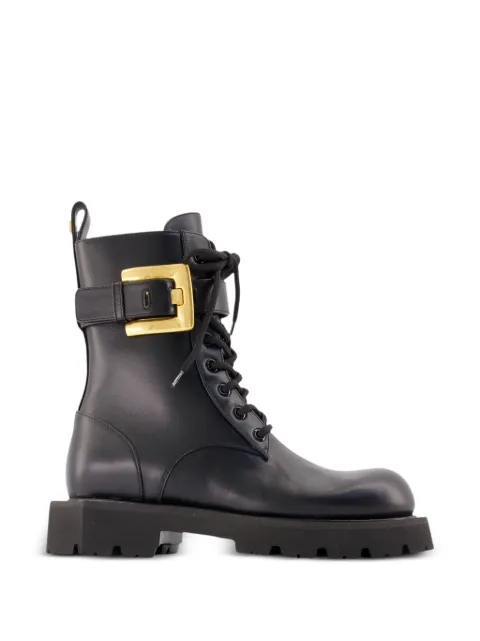 Balmain Ranger Anthem buckle-strap ankle boots Black HN1TC292LVIT