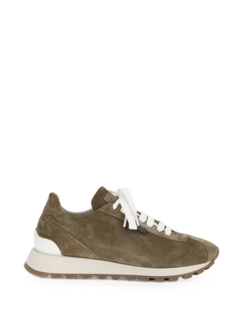 Brunello Cucinelli bead-embellished suede sneakers Brown MZSFG2110C8921