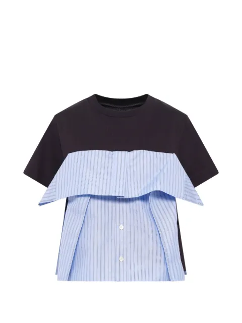 sacai striped panelled T-shirt Black 2608627