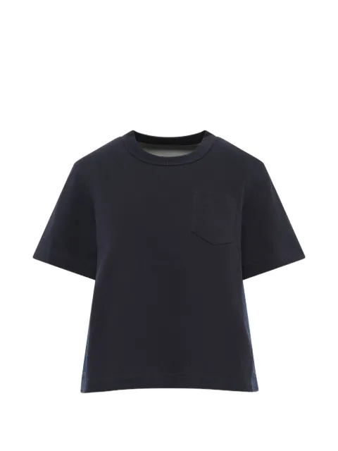 sacai denim-panelled cotton T-shirt Blue 2608625