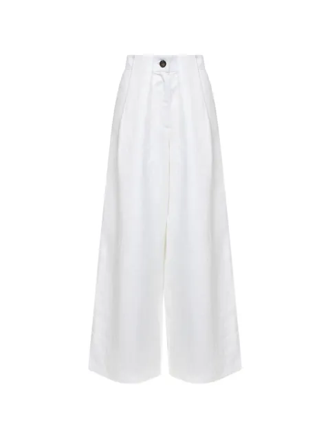 BATAKOVIC Belgrade pleated wide-leg trousers White FTDLINENWHITEPANTSWHITELINENPANTS