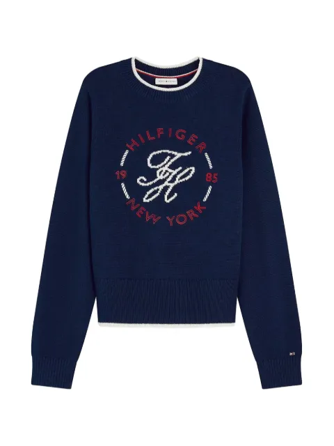 Tommy Hilfiger logo-embroidered contrast-trim sweater Blue WW0WW51007