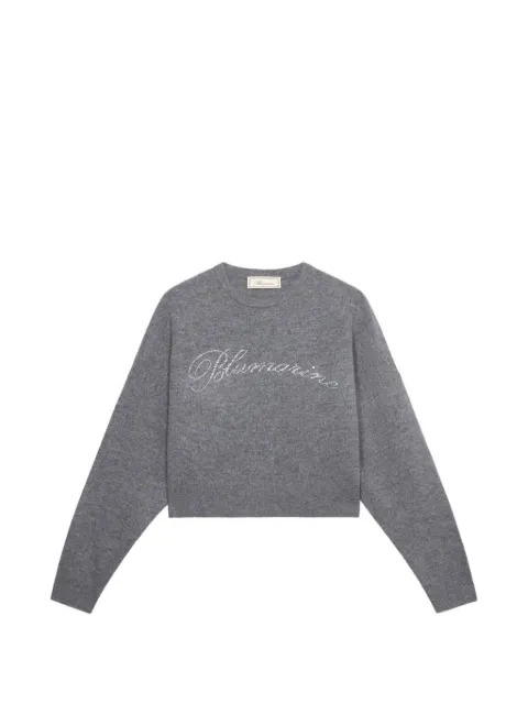 Blumarine rhinestone-logo wool sweater Grey RF6207MAB36X0826