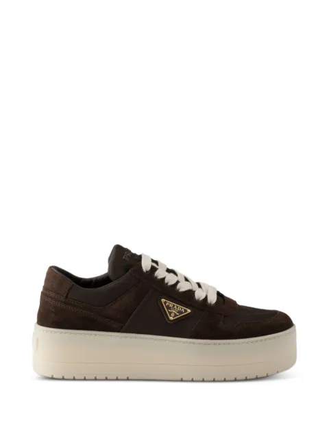 Prada Downtown Bold Re-Nylon and suede sneakers Brown 1E792MFBC50ZJM