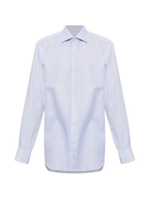 Brioni check-print cotton shirt Blue RCB10MOE04N