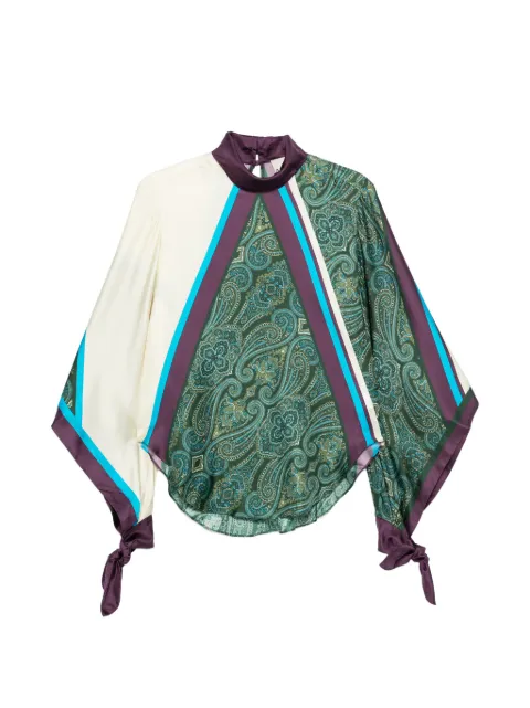 ALEMAIS Joni paisley-print silk top Green 7575T