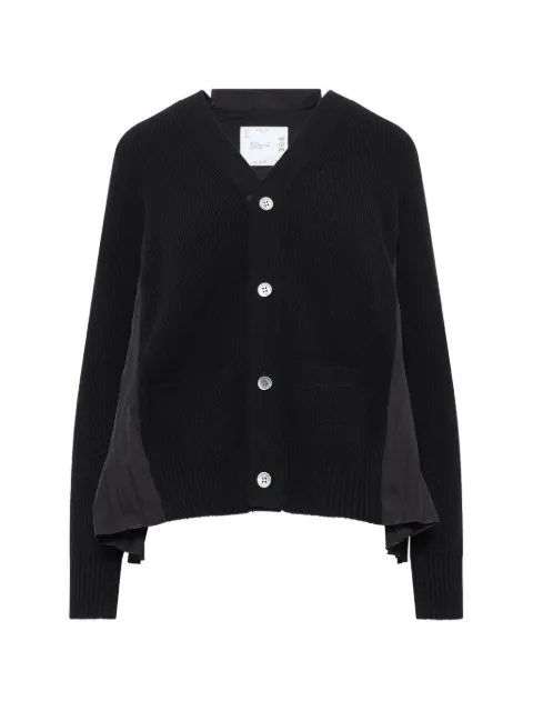 sacai pleated-panel cardigan Black SCW368